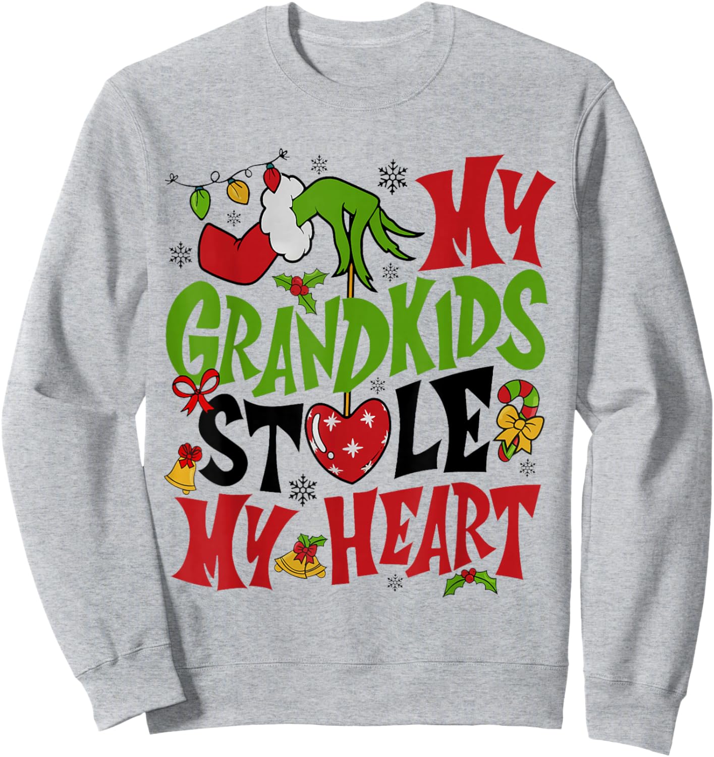 My Grandkids Stole My Heart Funny Christmas Vintage Xmas Sweatshirt - Sweatshirt | Ash