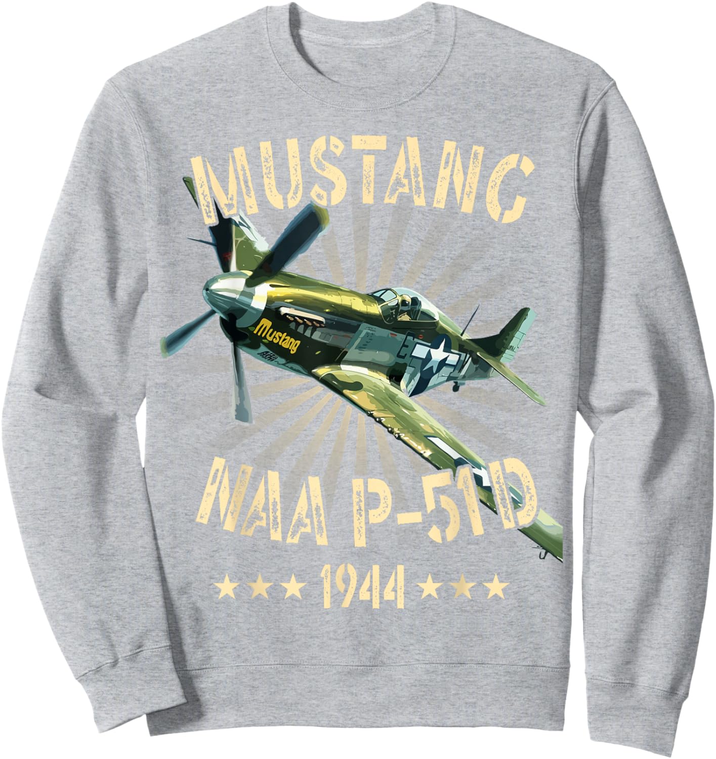 P-51D Mustang Vintage North American P-51D Fighter Warbirds Sweatshirt - Sweatshirt | Ash