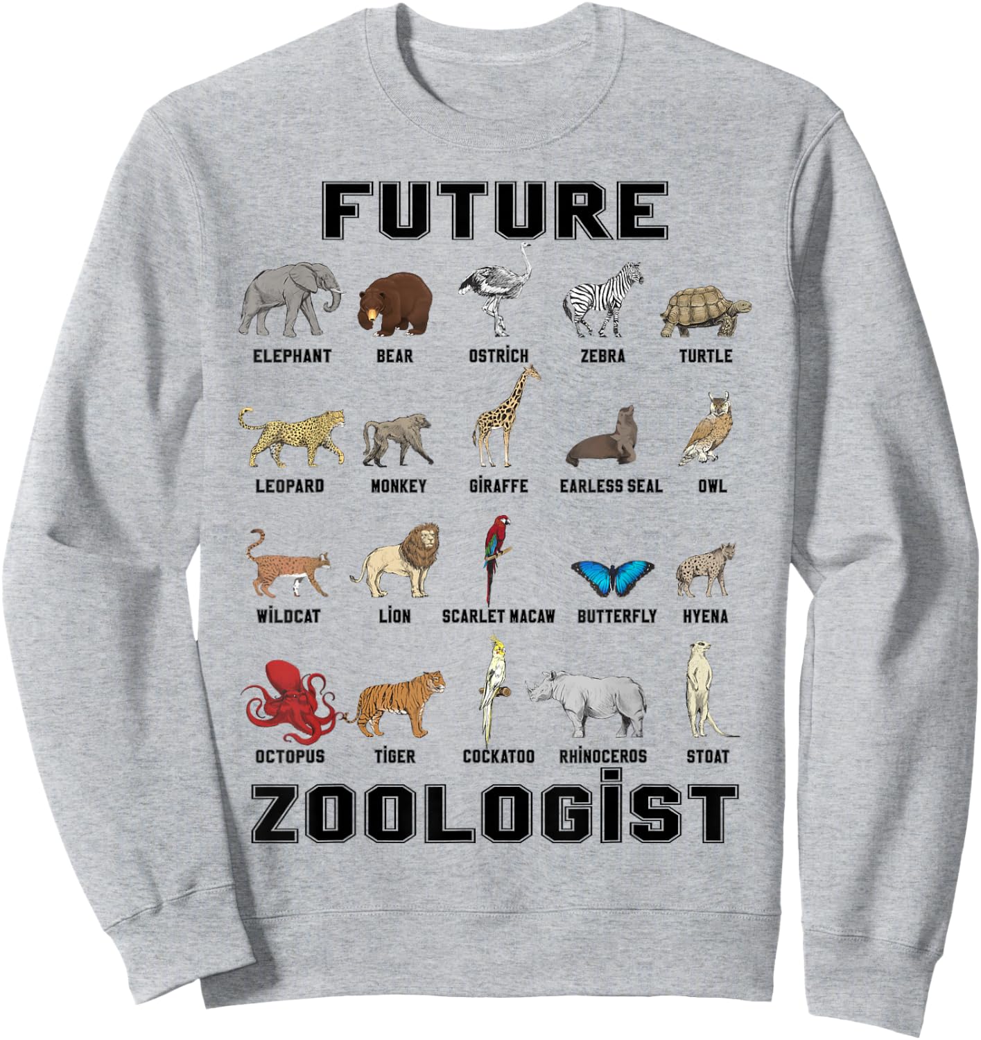 Kids Future Zoologist Funny Birthday T Shirt Sweatshirt - Sweatshirt | Ash