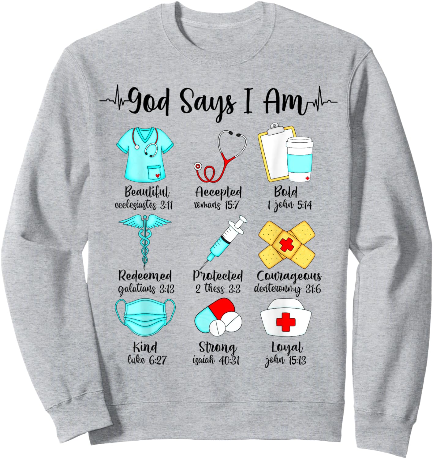God Says I Am Nurse, Christian Nursing, RN LVN CNA Nurse Sweatshirt - Sweatshirt | Ash