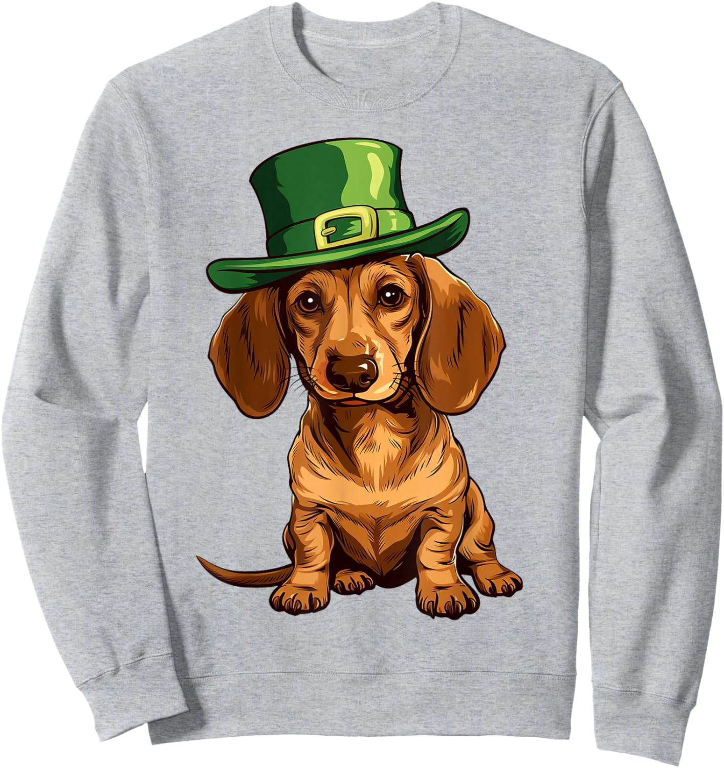 Saint Patricks Day Dachshund Dog Shamrock Hat Gifts Women Sweatshirt - Sweatshirt | Ash