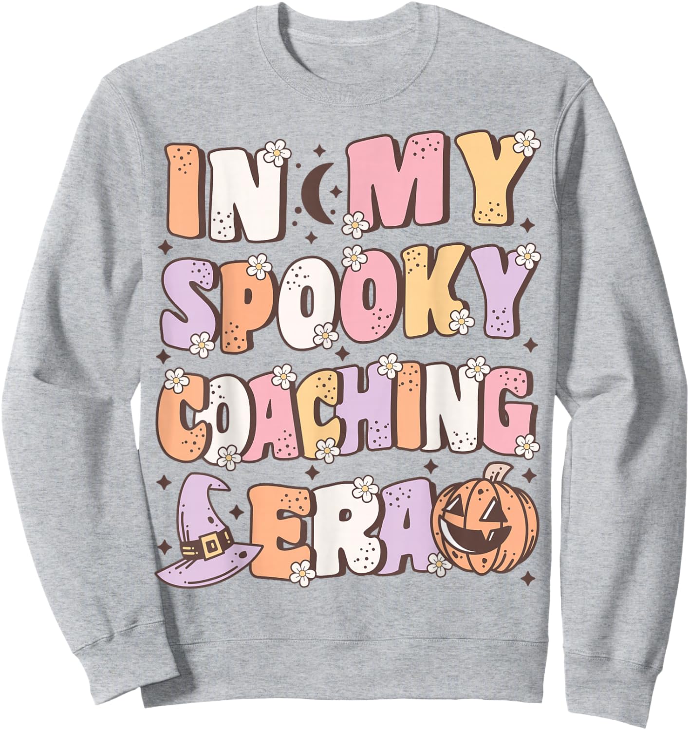 In My Spooky Coaching Era Cute Groovy Halloween School Coach Sweatshirt - Sweatshirt | Ash