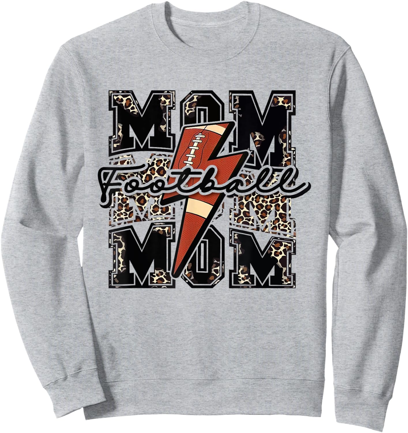 Football Mom Lightning Bolt Leopard Print Game Day Vibes Sweatshirt - Sweatshirt | Ash