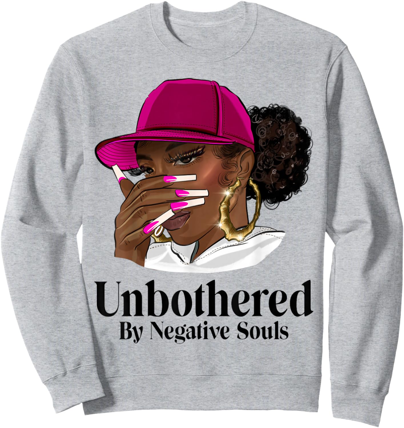 Unbothered Black Woman With Cap African American Afro Queen Sweatshirt - Sweatshirt | Ash
