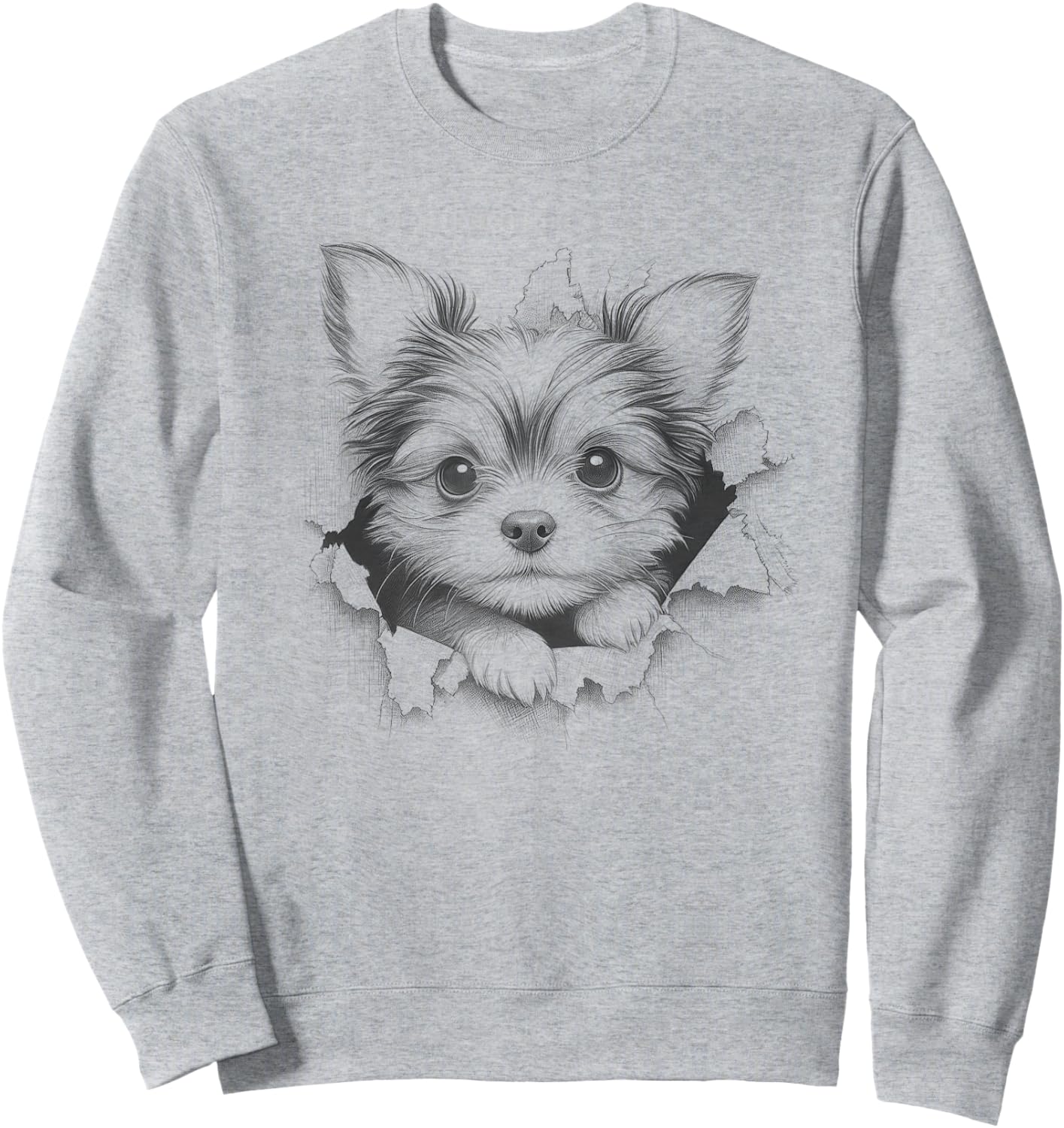 Cute Chorkie Peeking Dog Design Women Kids Sweatshirt - Sweatshirt | Ash