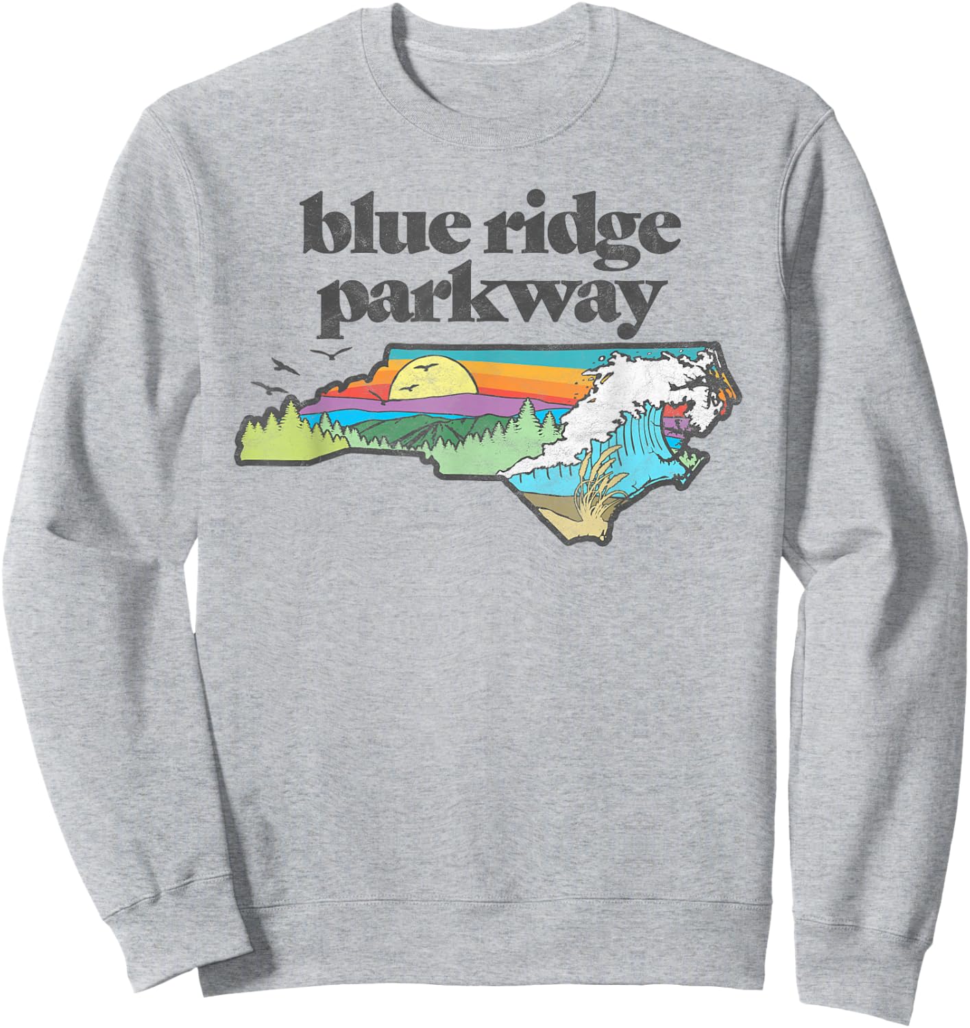 Blue Ridge Parkway North Carolina Retro Nature Sweatshirt - Sweatshirt | Ash