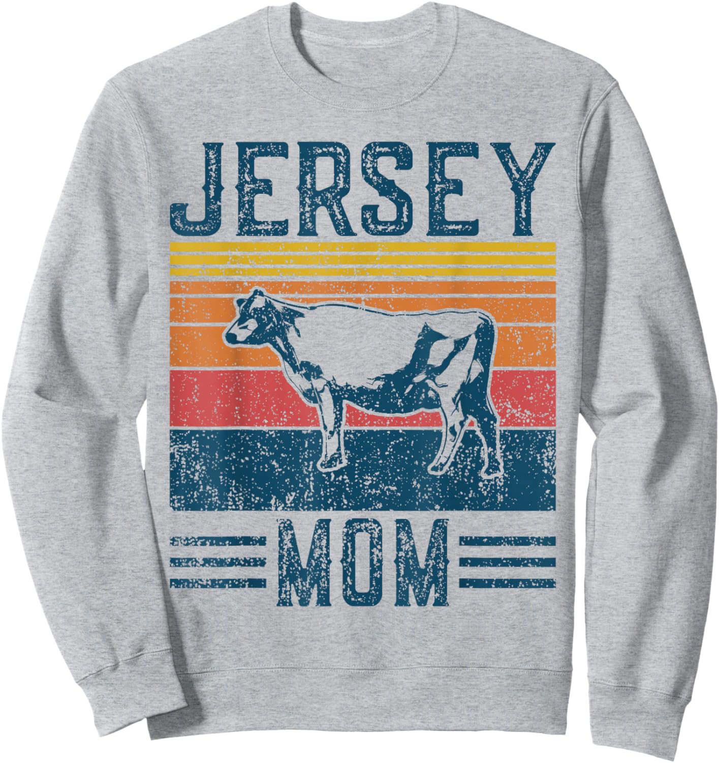 Best Cow Mom Women - Vintage Cattle Jersey Sweatshirt - Sweatshirt | Ash