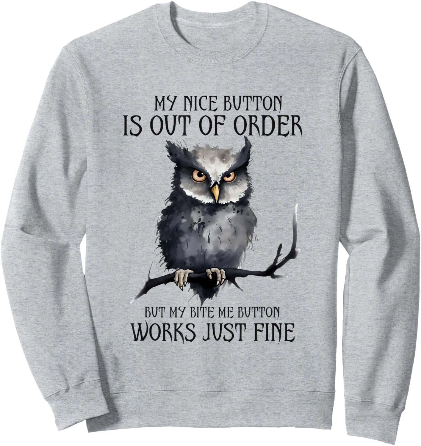 Funny Owl My Nice Button Is Out Of Order Sweatshirt - Sweatshirt | Ash