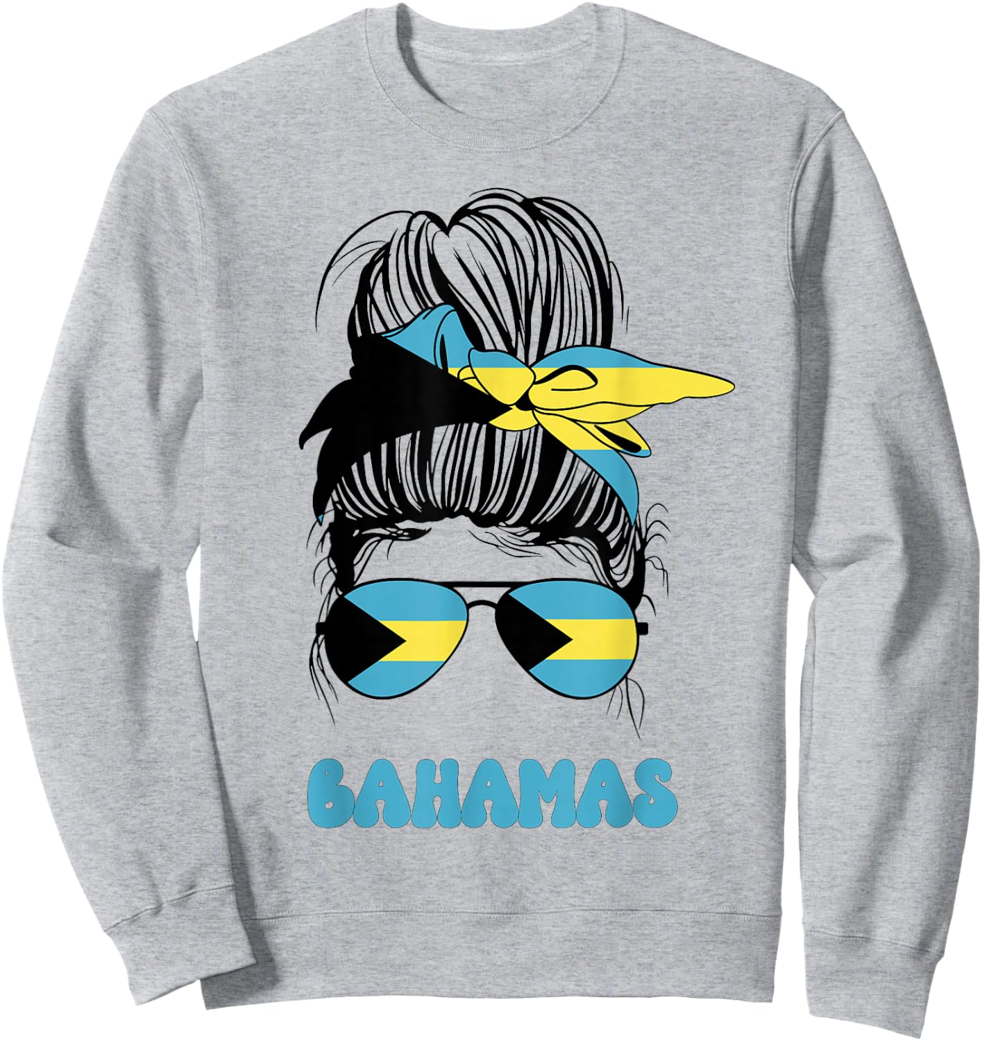 Bahamas Women Messy Bun, Proud Bahamas Flag For Girls Sweatshirt - Sweatshirt | Ash
