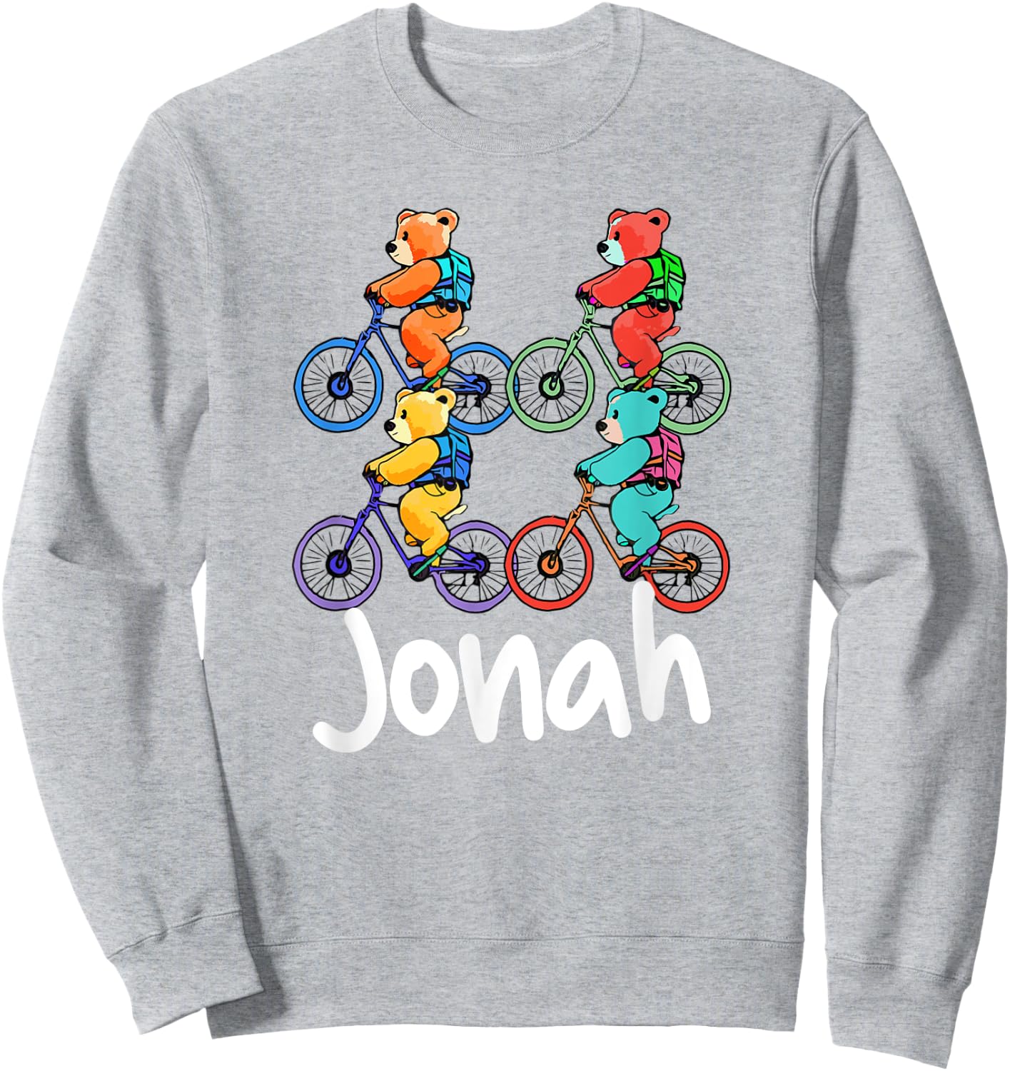 Jonah Cute Teddy Bears And Bikes Bicycle Design Sweatshirt - Sweatshirt | Ash