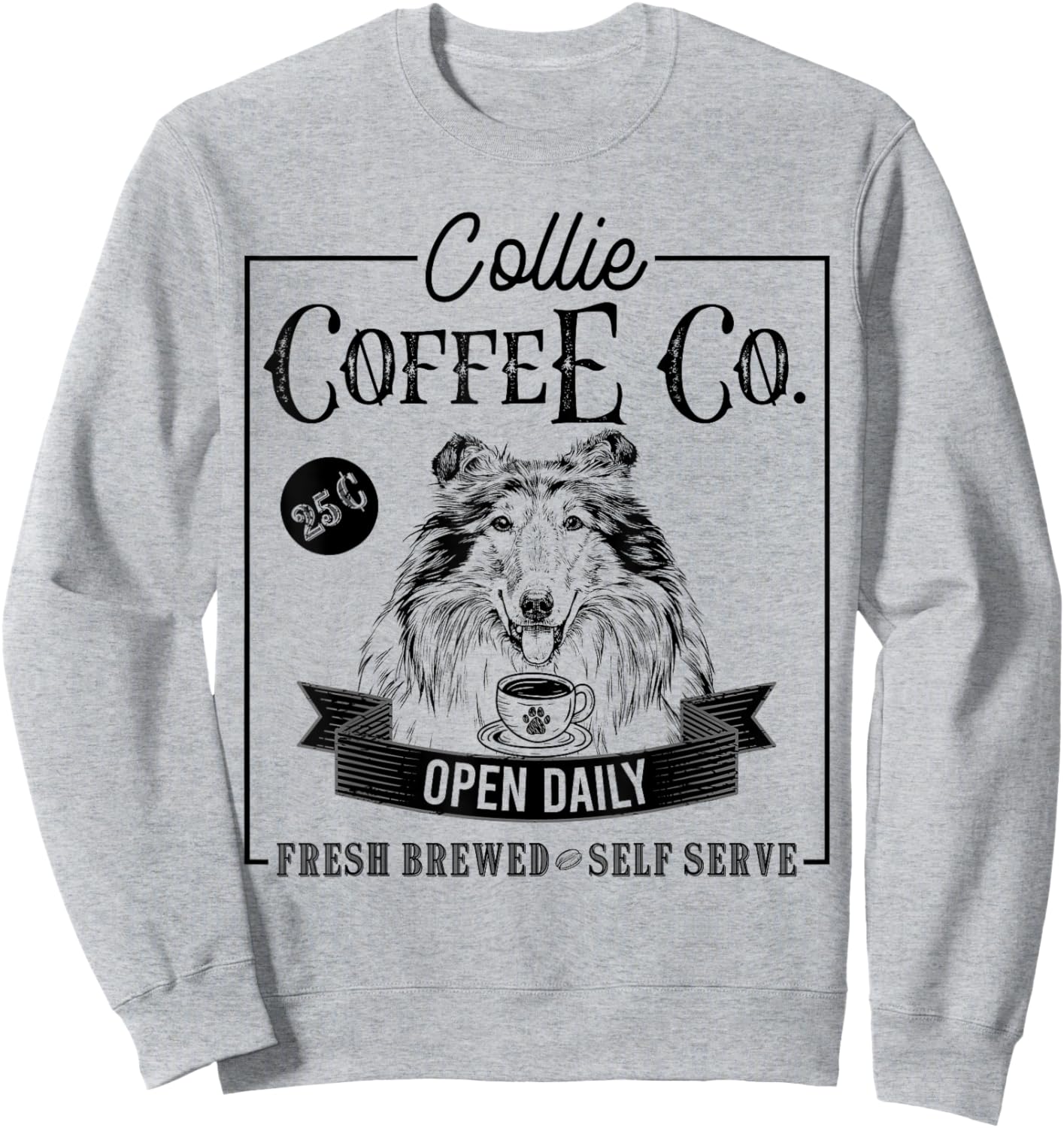 Retro Rough Collie Coffee Funny Dog Mom Coffee Lover Women Girls Kids Sweatshirt - Sweatshirt | Ash