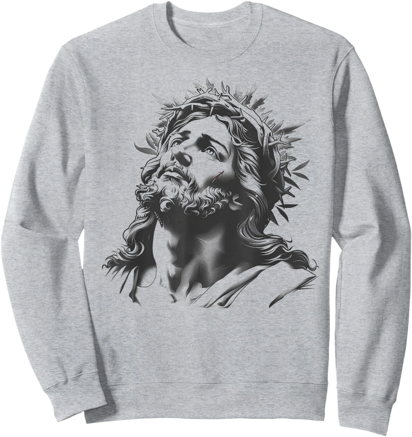 Tattoo Style Jesus Christ Face Sweatshirt - Sweatshirt | Ash
