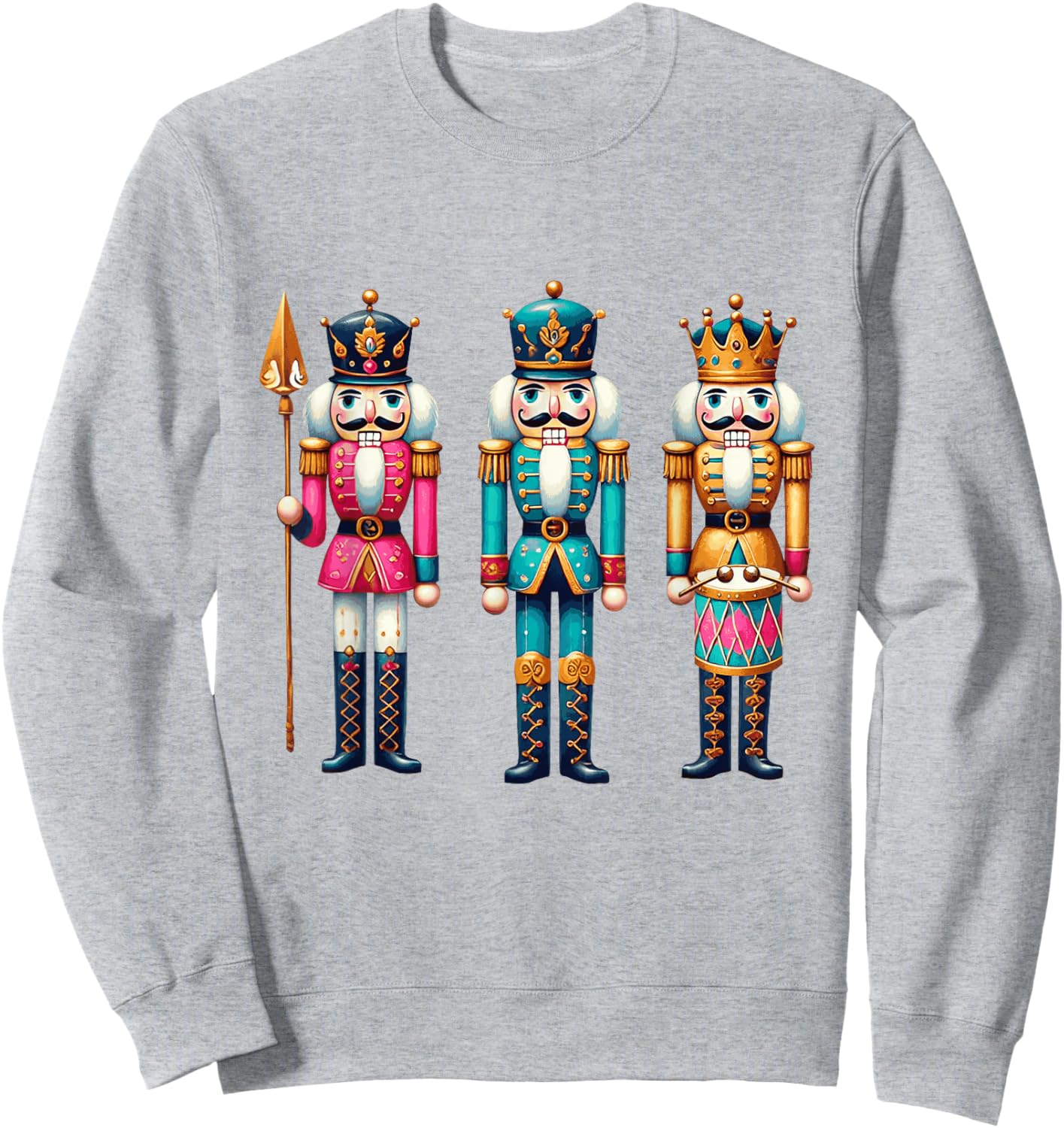 Nutcracker Squad Holiday Christmas Xmas Pajamas Women Kids Sweatshirt - Sweatshirt | Ash