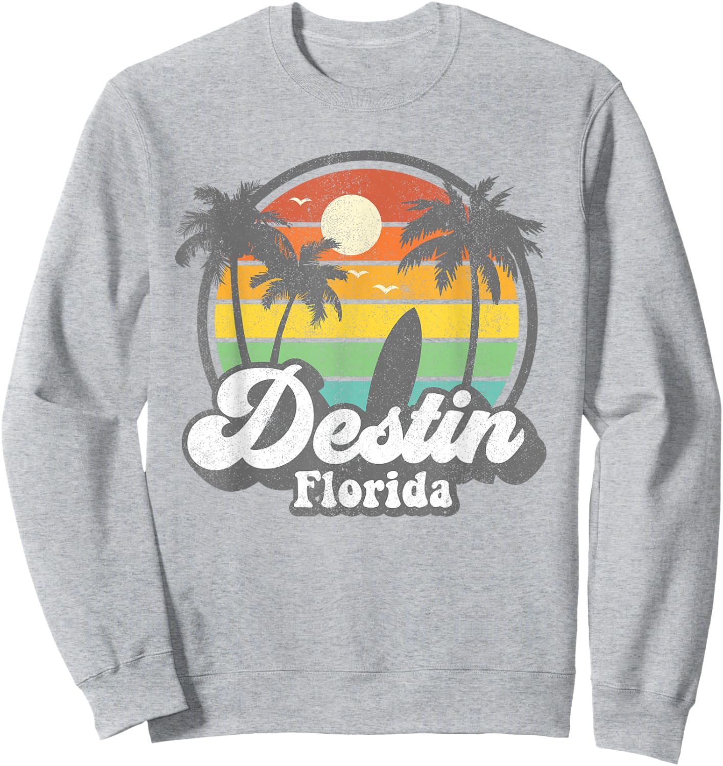 Vintage Destin Florida Beach Surfing Retro 70s Surf Gift Sweatshirt - Sweatshirt | Ash