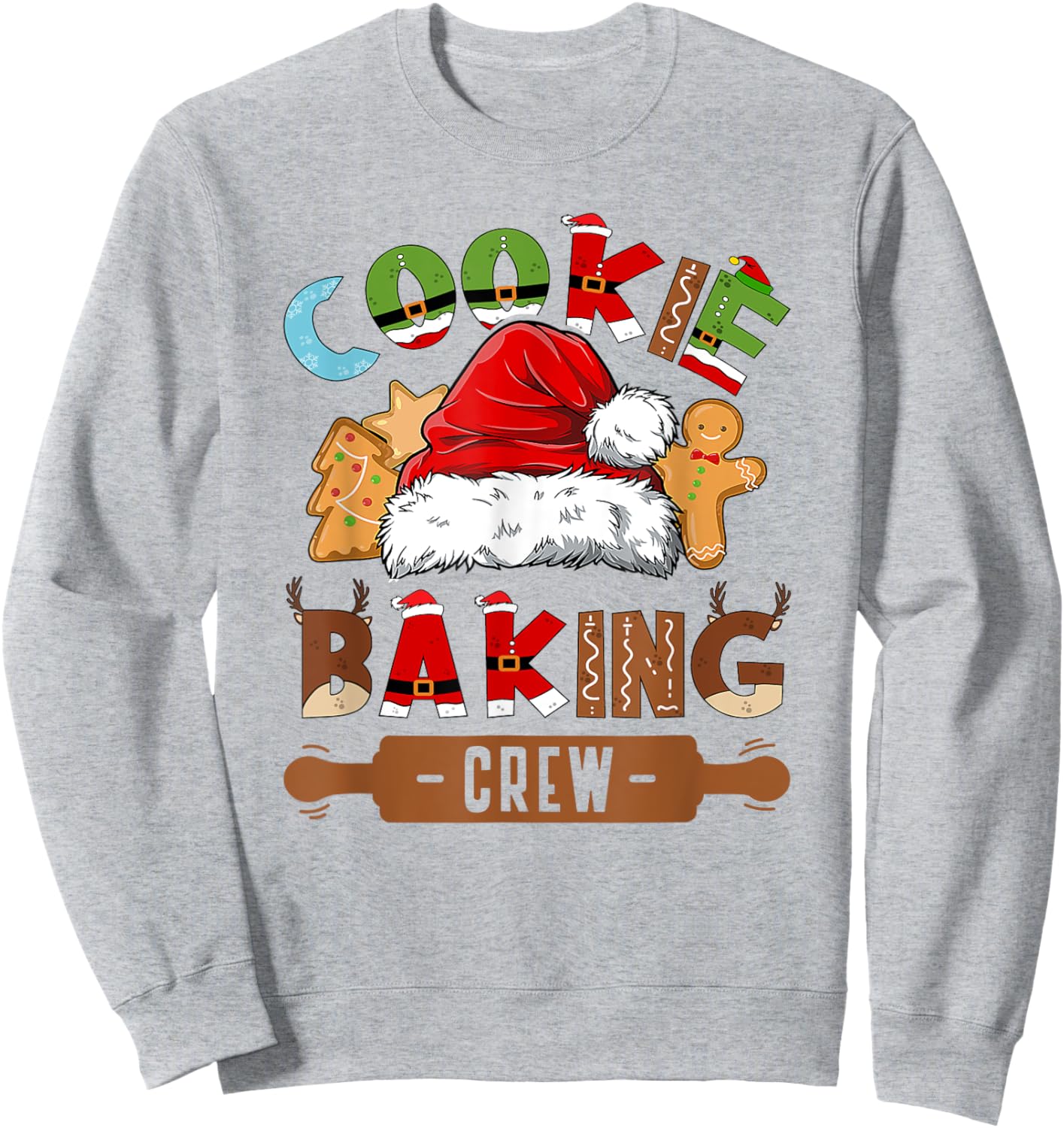 Cookie Baking Crew Pajama Family Christmas Gingerbread Team Sweatshirt - Sweatshirt | Ash