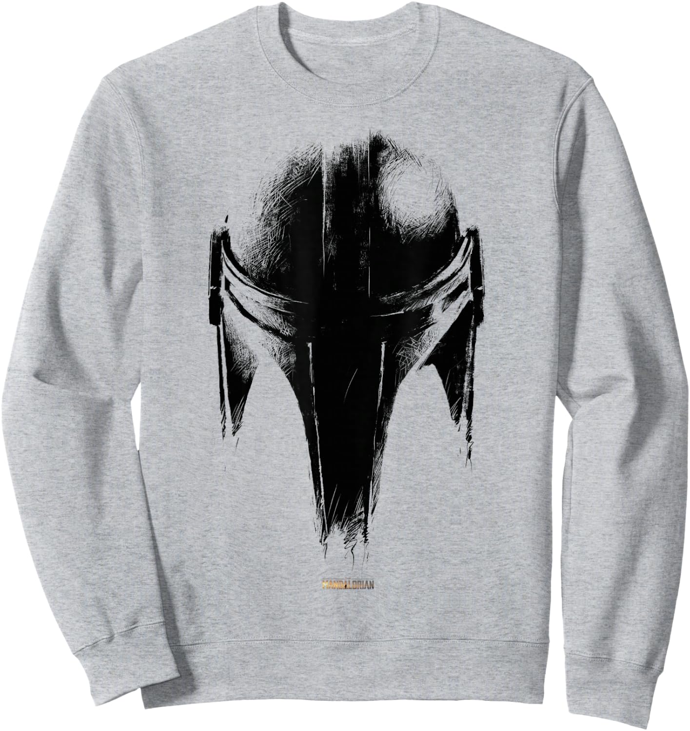 Star Wars The Mandalorian Dark Helmet Sketched Sweatshirt - Sweatshirt | Ash