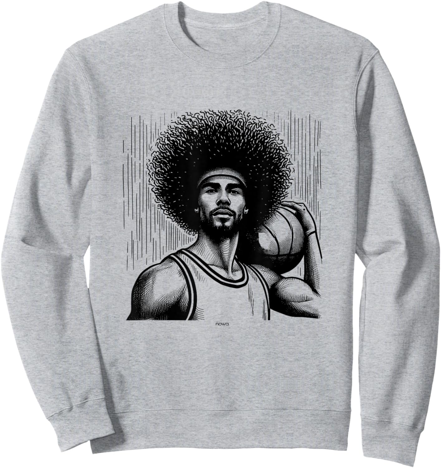 Impressive Afro Basketball Hairdo Sweatshirt - Sweatshirt | Ash