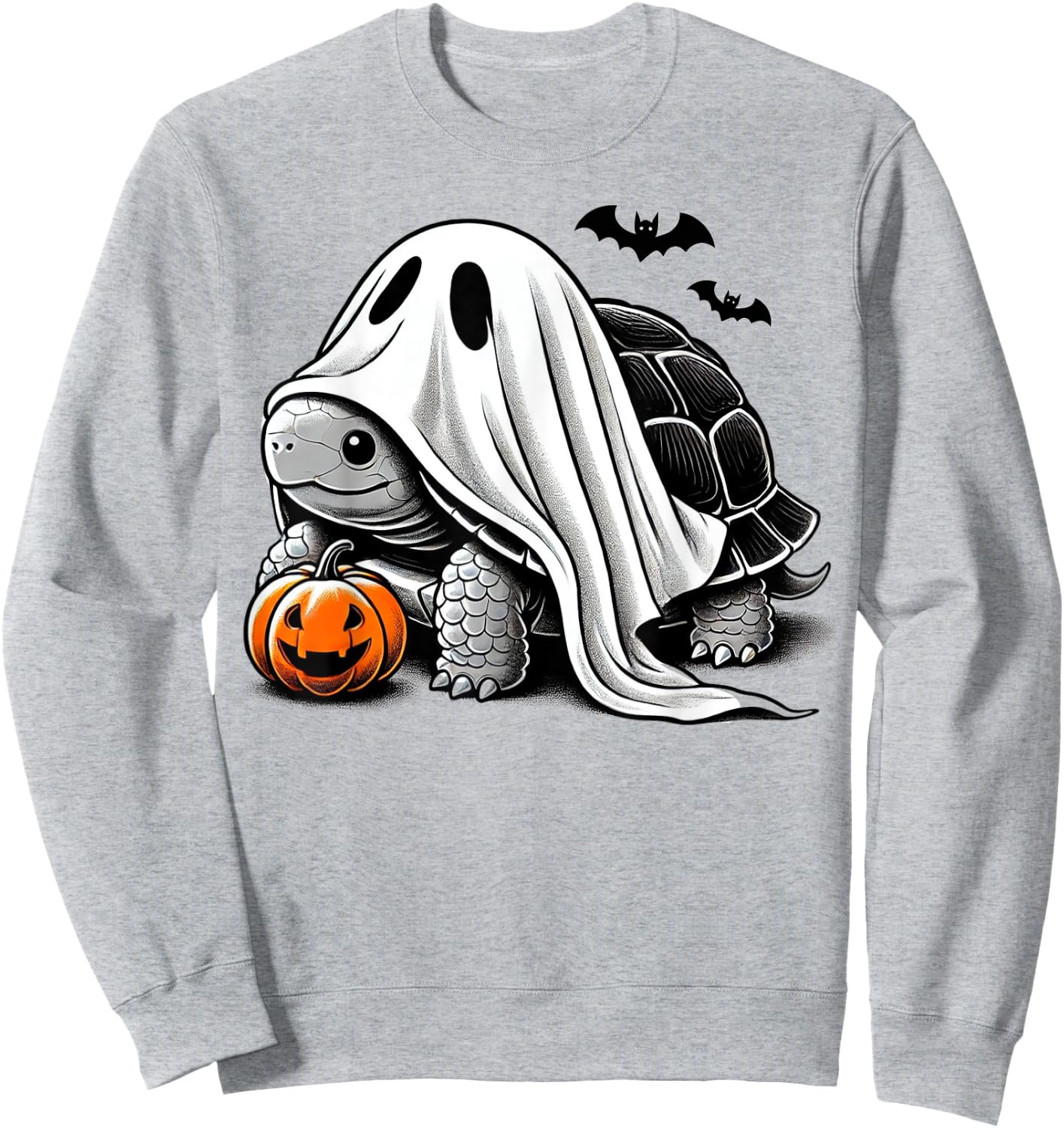 Halloween Turtle Ghost Pumpkin Costume Terrapin Tortoise Sweatshirt - Sweatshirt | Ash