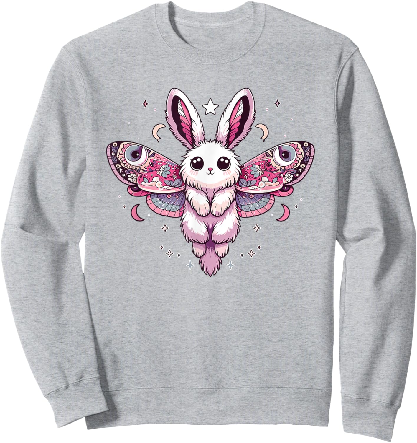 Kawaii Pastel Goth Cute Creepy Bunny Moth Sweatshirt - Sweatshirt | Ash