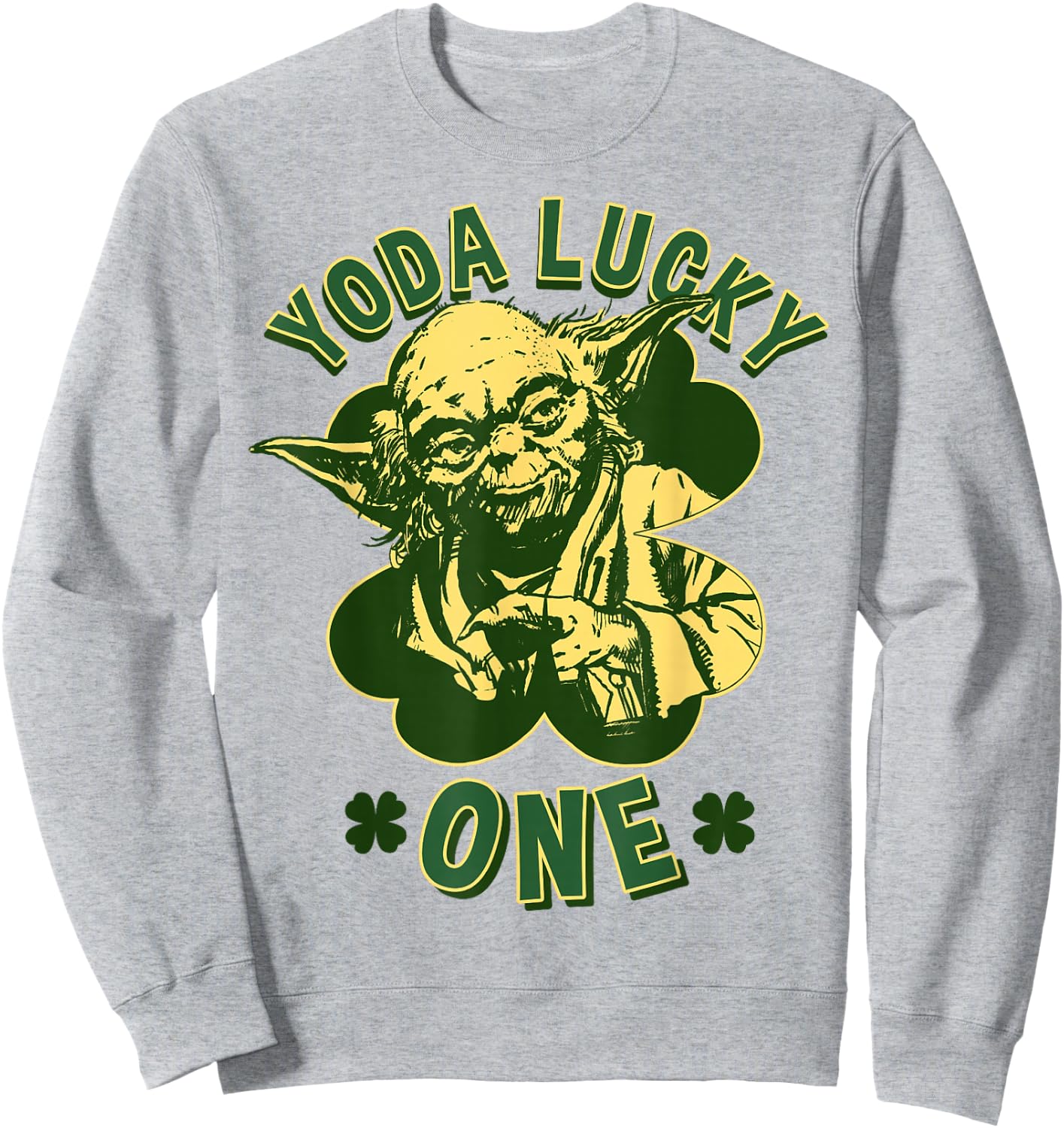 Star Wars St. Patrick's Day Yoda Lucky One Retro Clover Sweatshirt - Sweatshirt | Ash