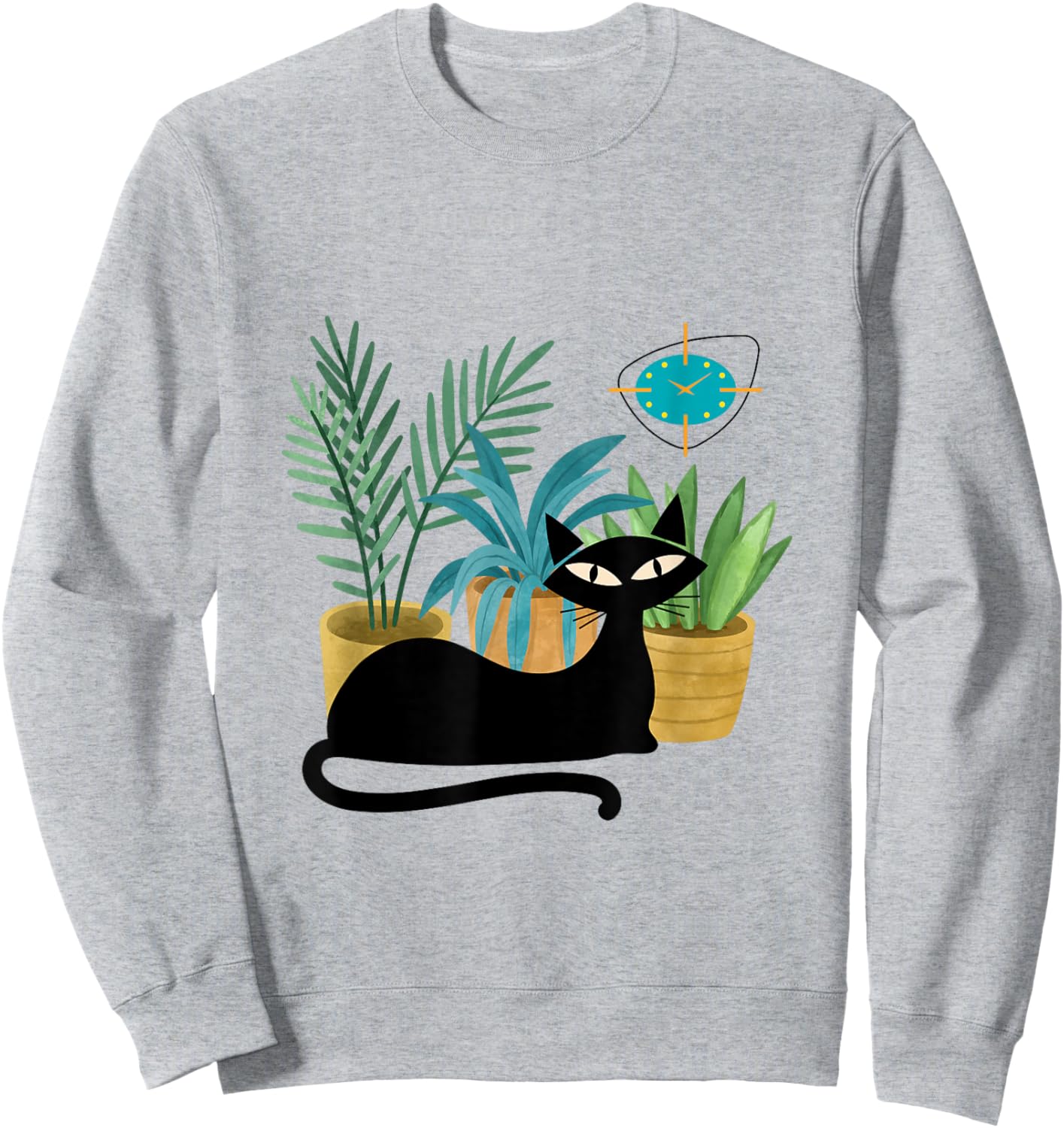 Cat Botanical Theme Midcentury Atomic Age Modern Mid Century Sweatshirt - Sweatshirt | Ash