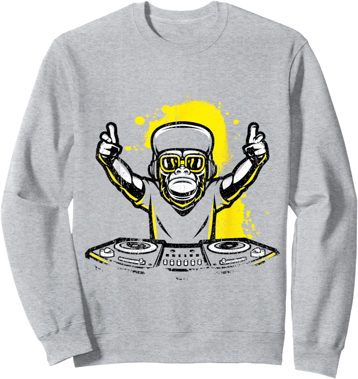 DJ Monkey Music Party Fun Sunglasses Fun Dancing Club Sweatshirt - Sweatshirt | Ash