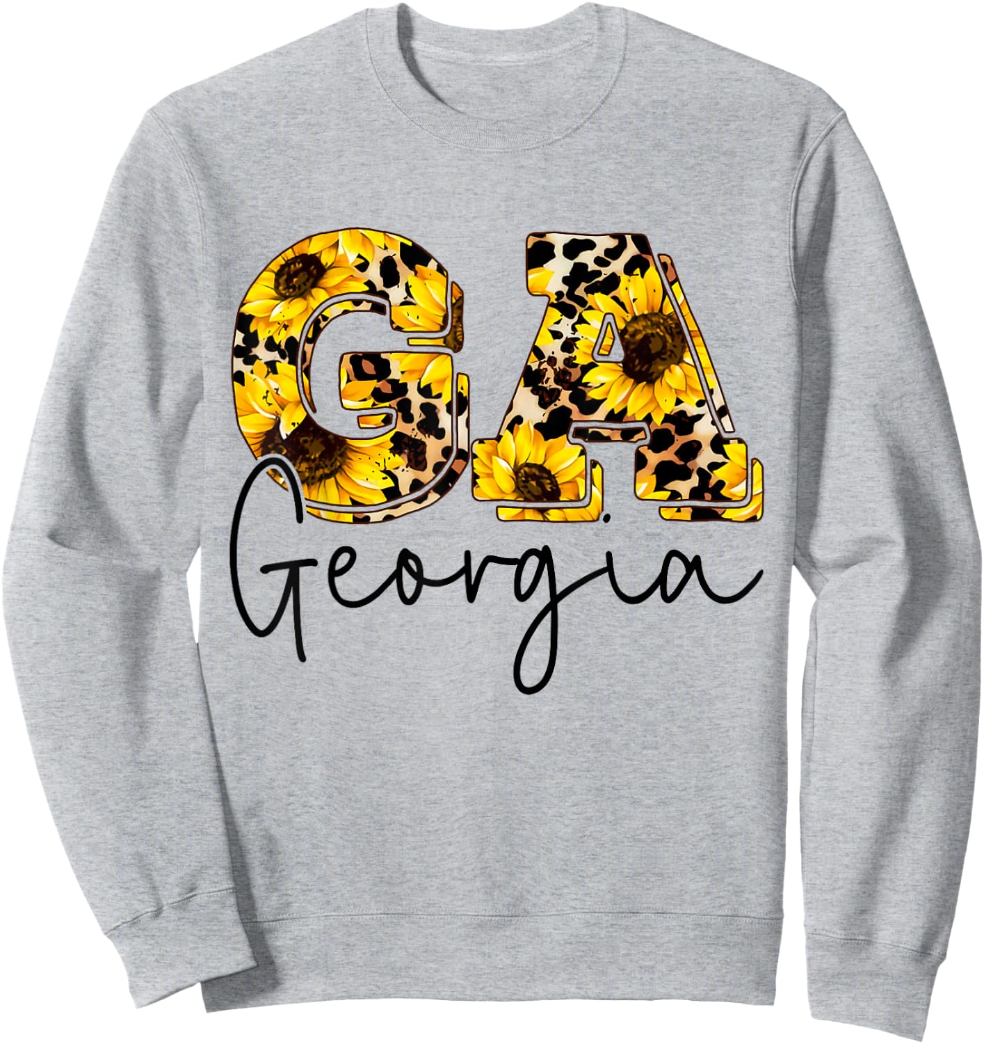 Georgia Sunflower Leopard Print Gift Sweatshirt - Sweatshirt | Ash