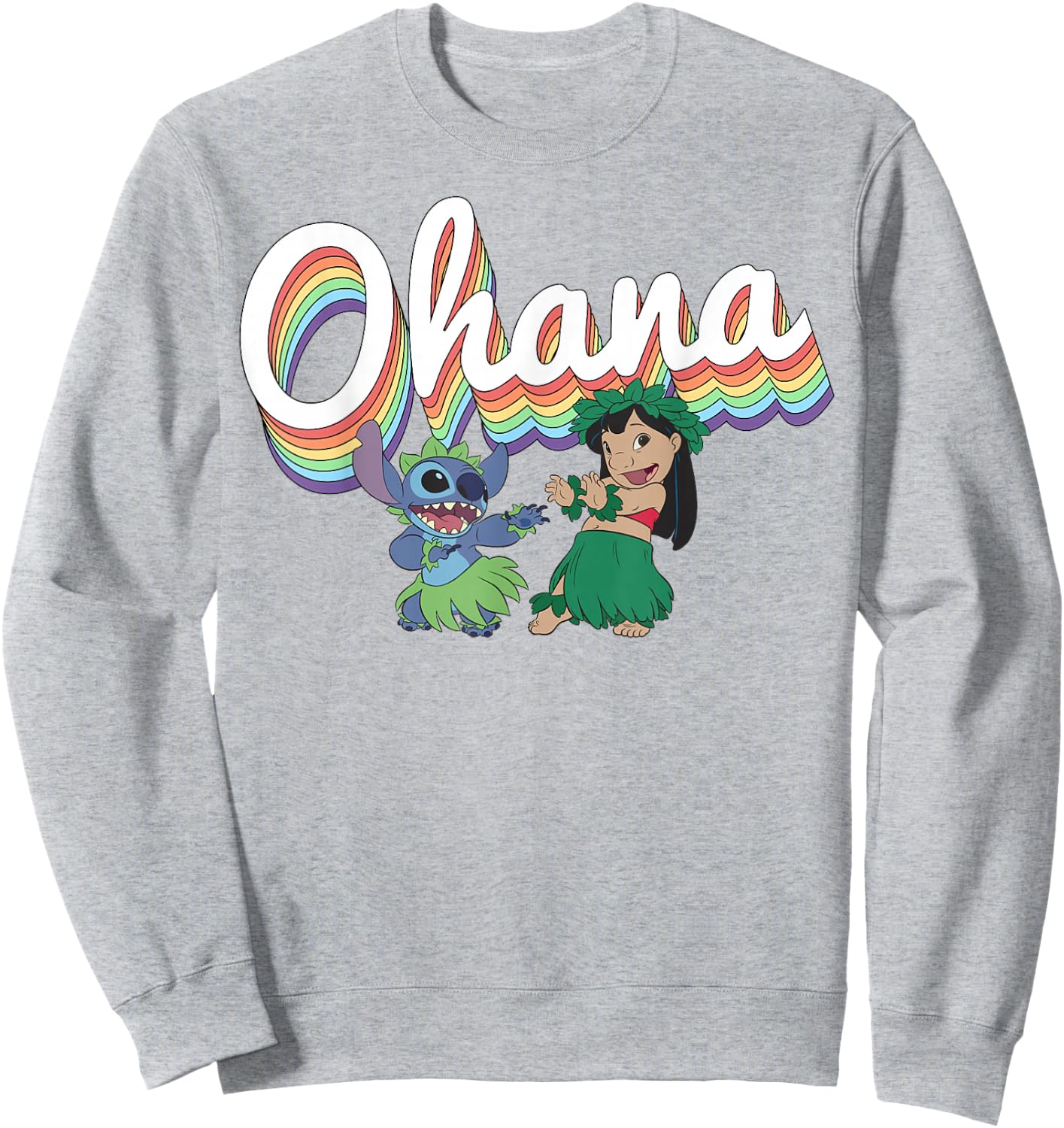 Disney Lilo & Stitch Ohana Rainbow Sweatshirt - Sweatshirt | Ash