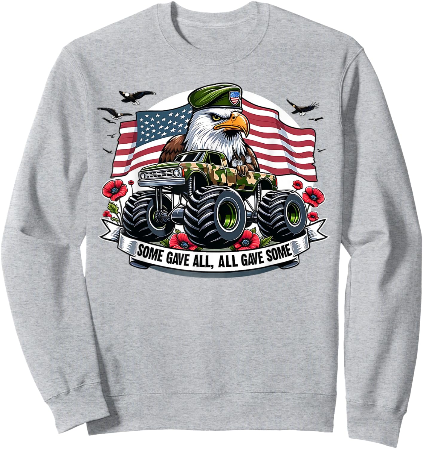 Kids Memorial Day Shirts Boys American Flag Shirt Eagle USA Sweatshirt - Sweatshirt | Ash