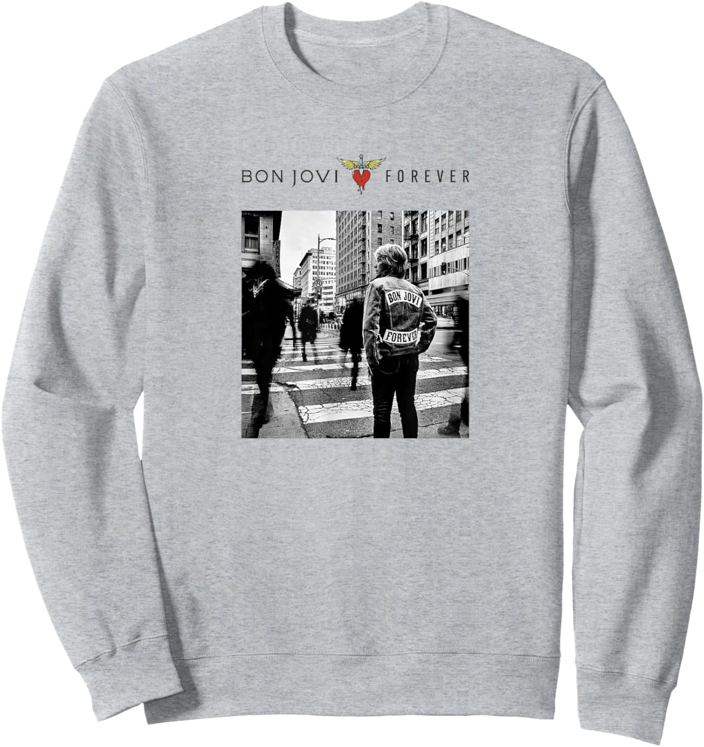 Official Bon Jovi Forever Cover White Sweatshirt - Sweatshirt | Ash