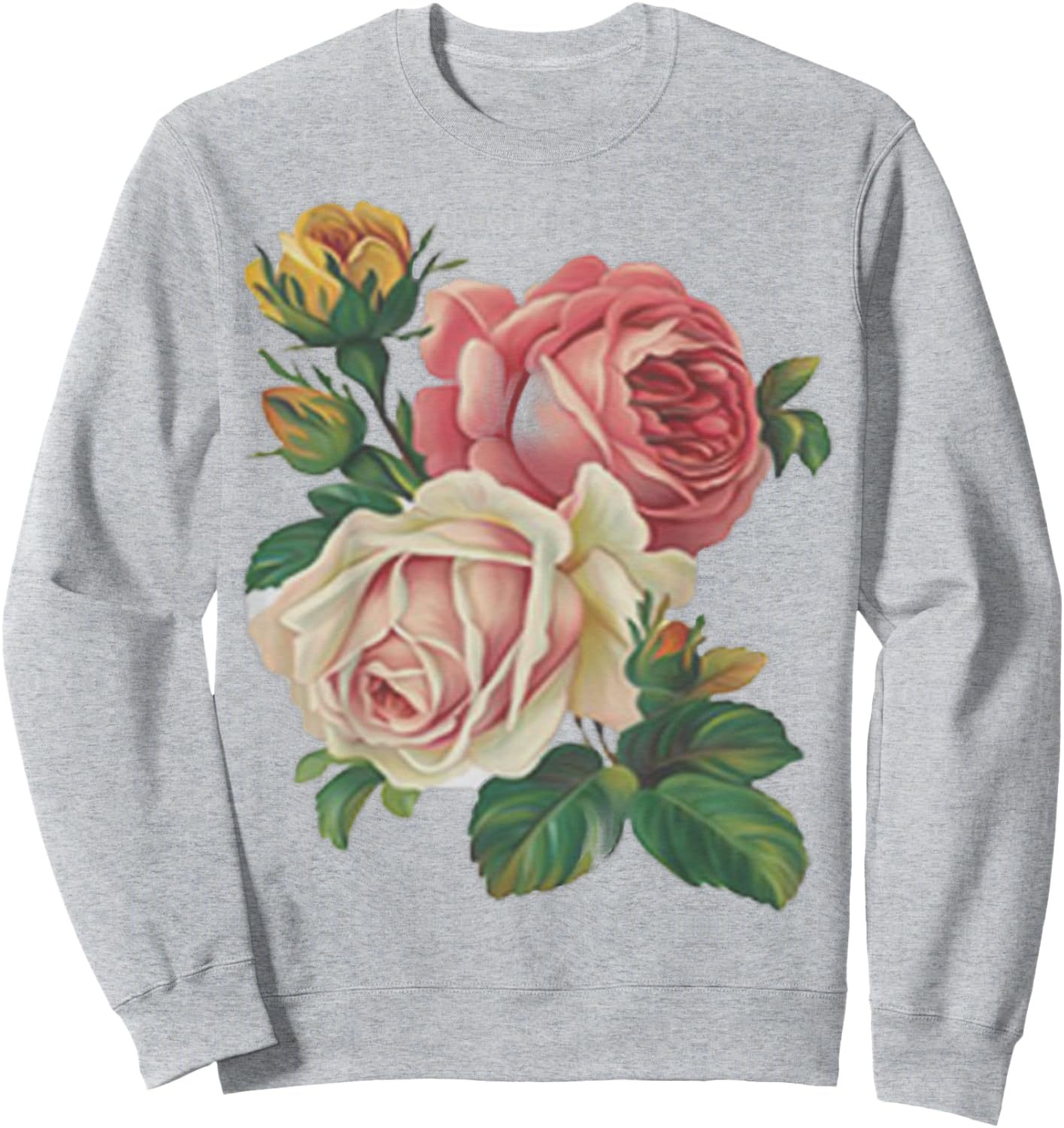 Roses Rose Floral Vintage Style Shabby Desert Chic Retro Sweatshirt - Sweatshirt | Ash