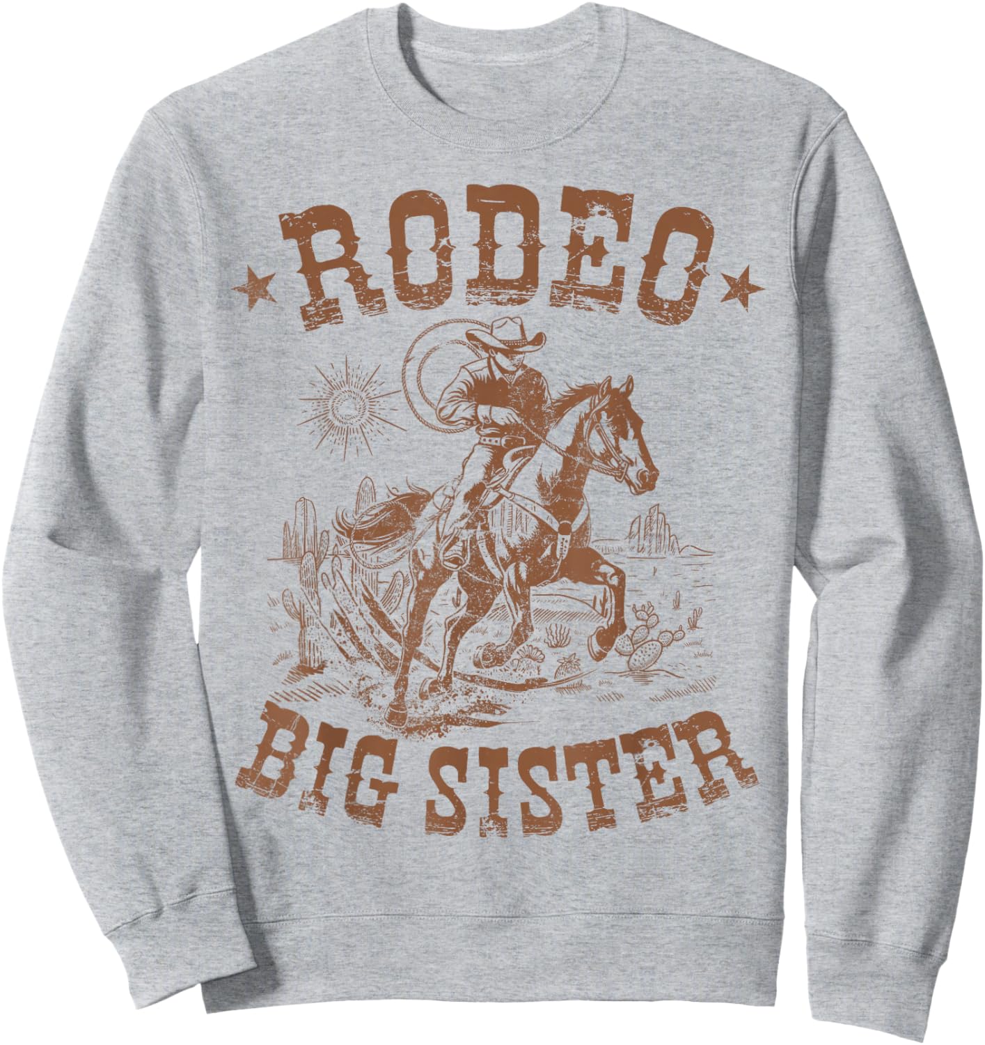 Rodeo Big Sister Western Cowboy Birthday Family Matching Sweatshirt - Sweatshirt | Ash