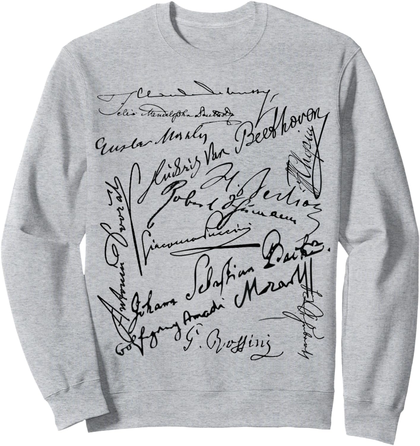 Composer signatures Bach Beethoven Mahler Mozart Rossini Sweatshirt - Sweatshirt | Ash