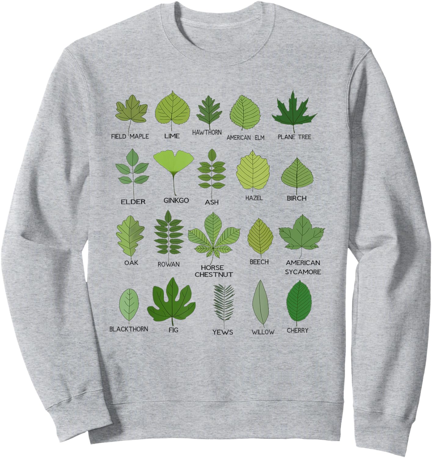 Botanical Beauty, Different Types of Tree Leaves Sweatshirt - Sweatshirt | Ash