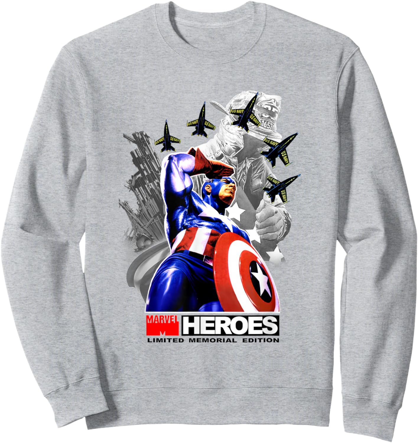 Marvel Captain America New York Heroes Memorial Tribute Sweatshirt - Sweatshirt | Ash