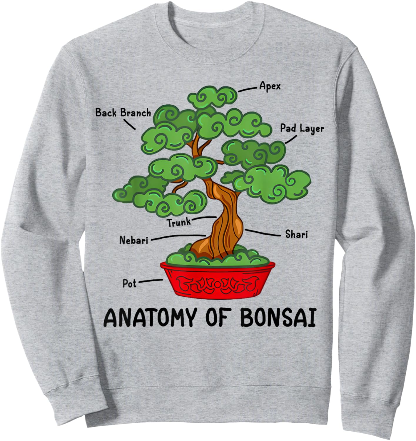 Funny Anatomy Of Bonsai Tree Gardening Zen Art Tree Of Life Sweatshirt - Sweatshirt | Ash