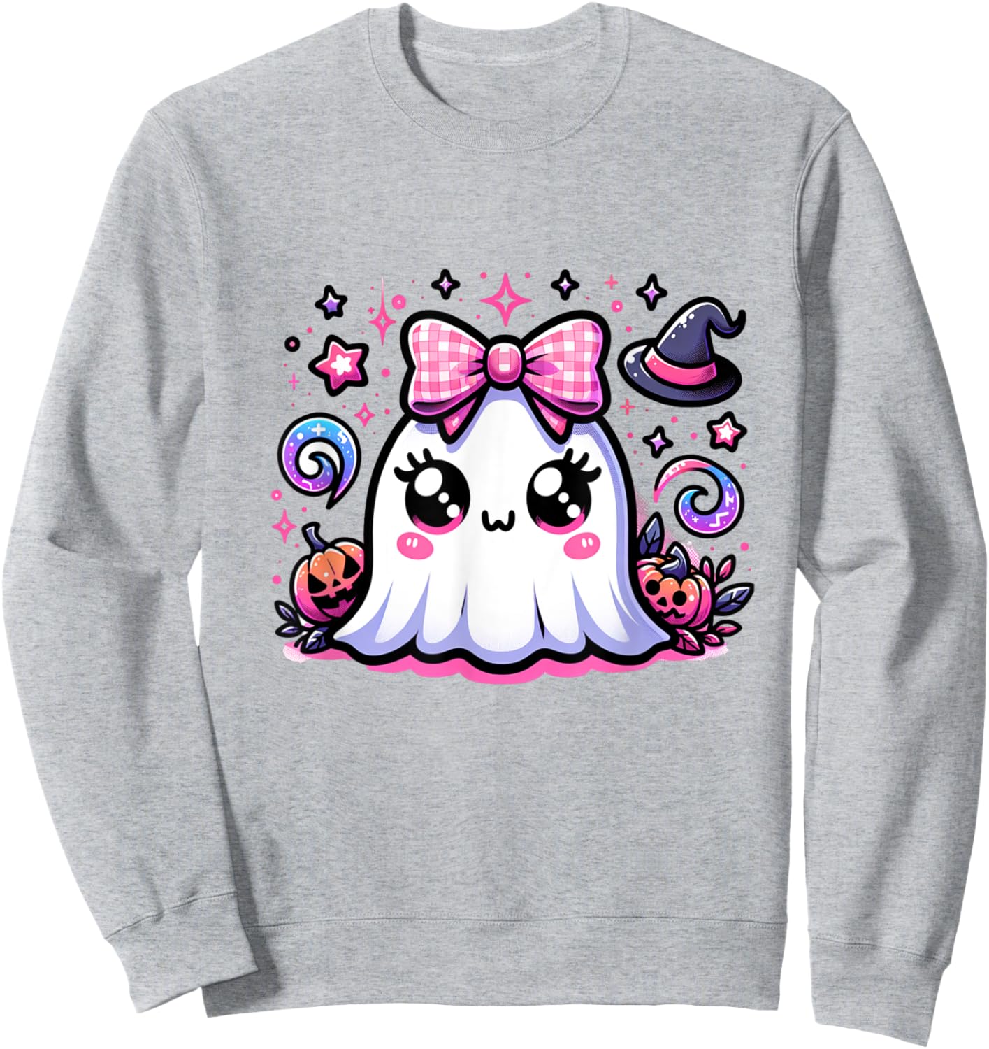 Halloween coquette pink bows and cute boojee ghost girls Sweatshirt - Sweatshirt | Ash