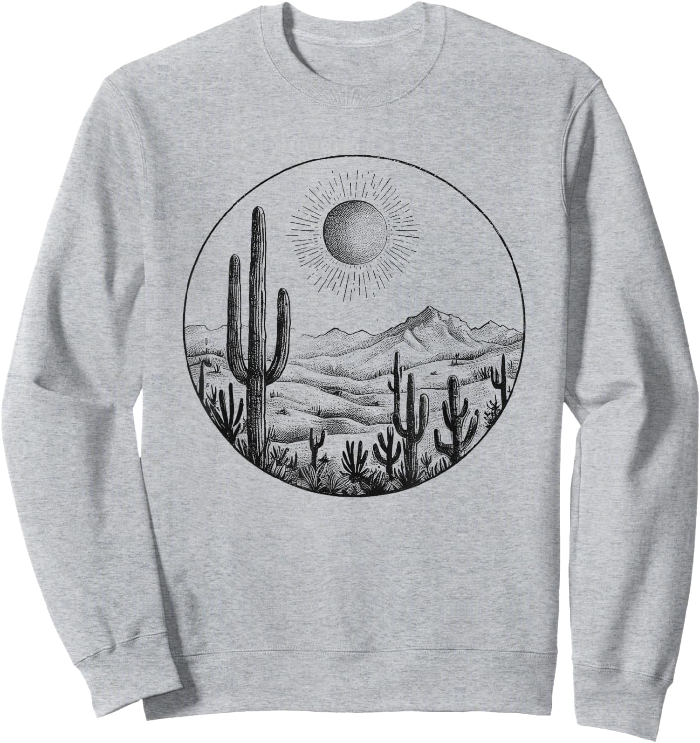 Desert Cactus Plants Adventure Arizona Cactus Scene Vintage Sweatshirt - Sweatshirt | Ash