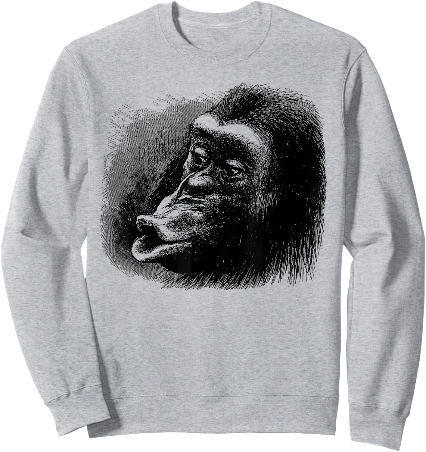 Chimpanzee Monkey Face Art-Vintage Chimp Funny Monkey Sweatshirt - Sweatshirt | Ash