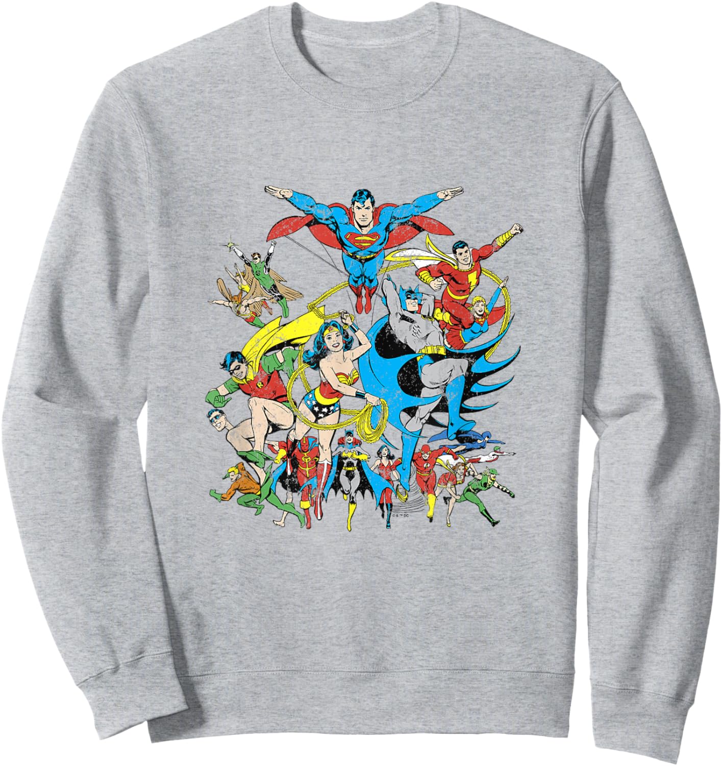 DC Comics Justice League Expanded Roster Vintage Group Shot Sweatshirt - Sweatshirt | Ash