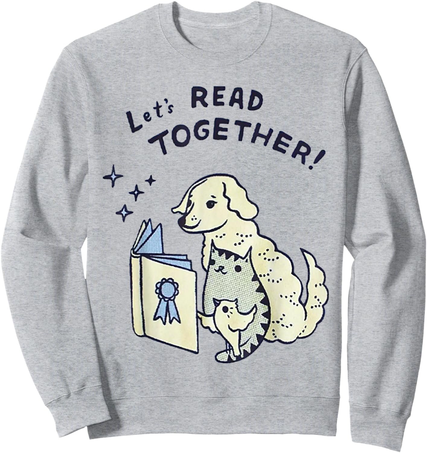 Let's read together Dog Cat Bird Men Women Sweatshirt - Sweatshirt | Ash