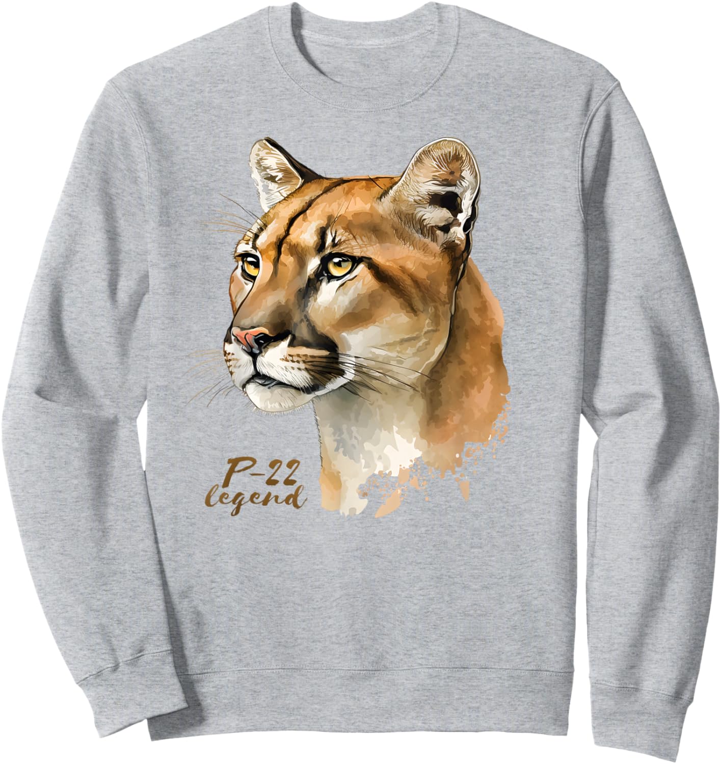 P-22 Mountain Lion Legend California Wildlife P22 Art Sweatshirt - Sweatshirt | Ash