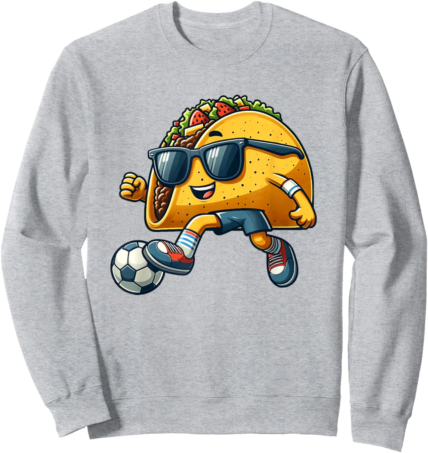 Taco Playing Soccer Mexican Cinco De Mayo Fiesta Kids Men Sweatshirt - Sweatshirt | Ash