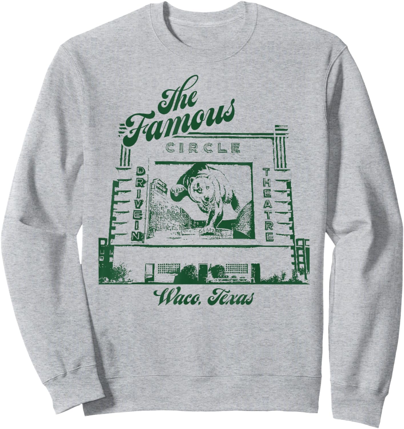 Vintage Circle Drive-In Movie Theater Outdoor Waco Texas Sweatshirt - Sweatshirt | Ash