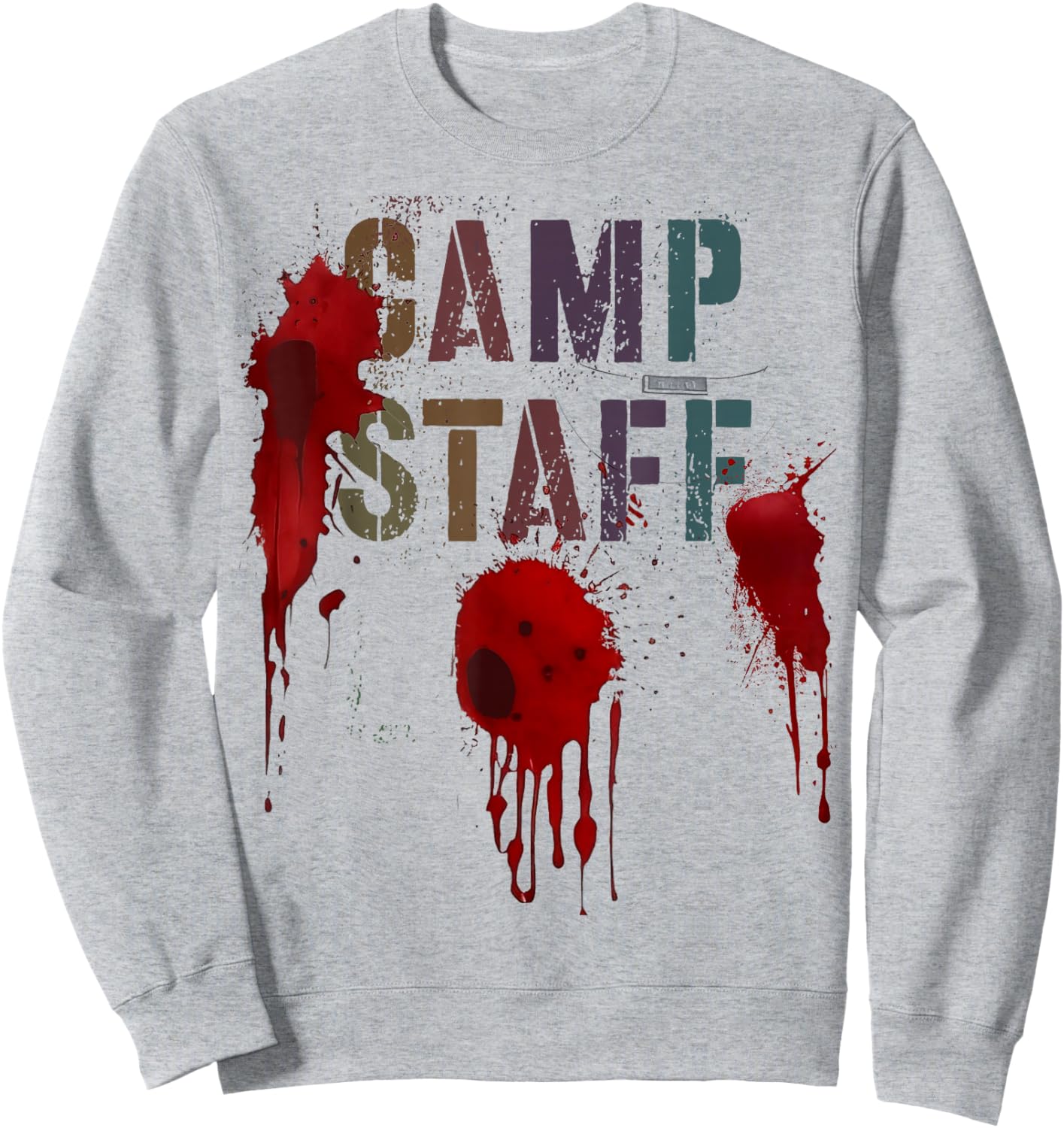 Funny CAMP STAFF Summer Campsite Camping Horror Bloody Meme Sweatshirt - Sweatshirt | Ash