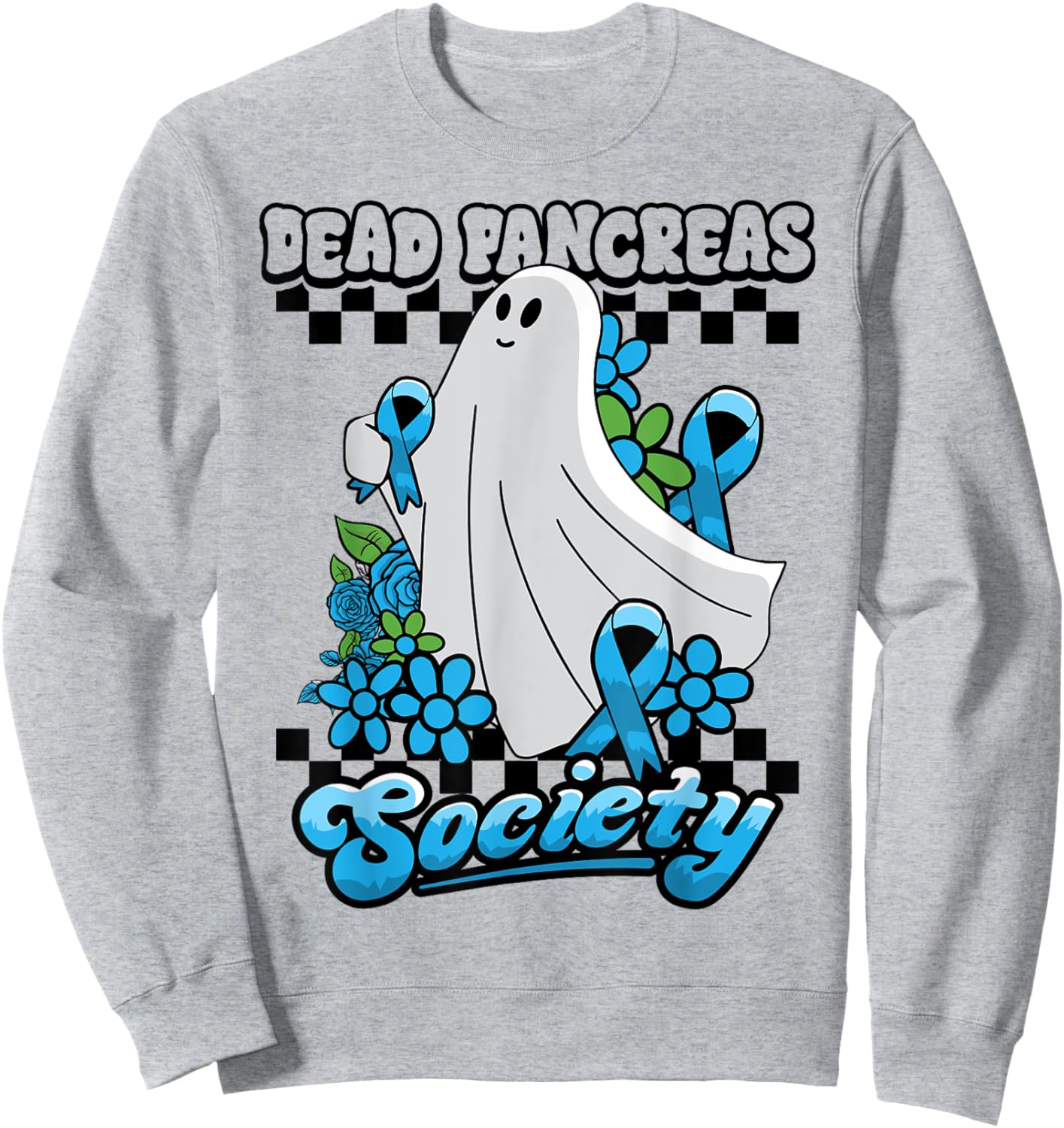 Diabetes Awareness Dead Pancreas Society Ghost Halloween Sweatshirt - Sweatshirt | Ash