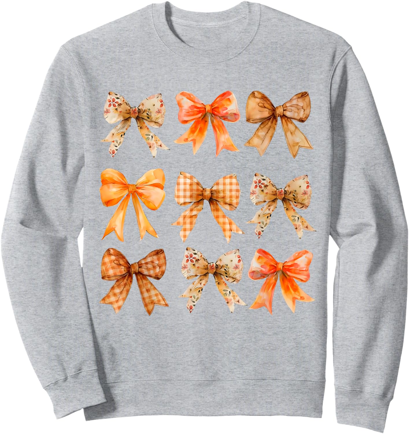 Fall Coquette Bow Vintage Fall Pumpkin Thanksgiving Women Sweatshirt - Sweatshirt | Ash