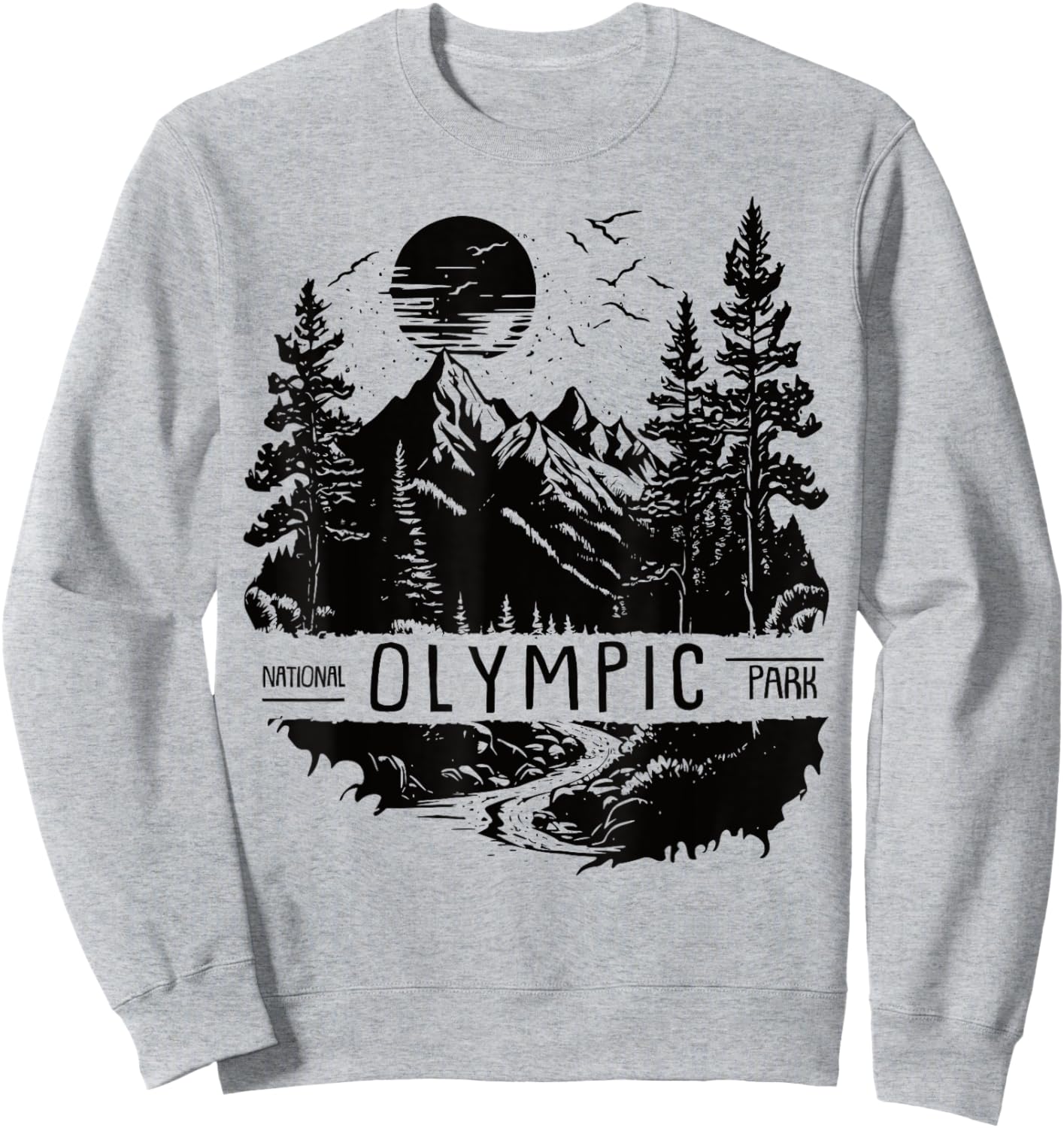 US Olympic National Park Shirts & More Retro Olympic National Park US Vintage Olympic Men's Grey Small Short Sleeve Sweatshirt - Sweatshirt | Ash