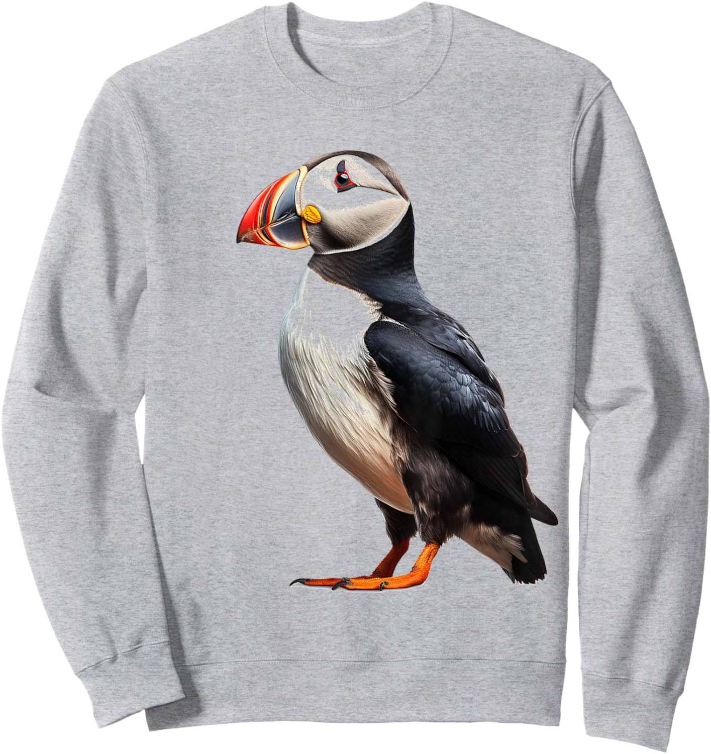 Puffin Animal Nature Motif Drawing Portrait Puffin Sweatshirt - Sweatshirt | Ash