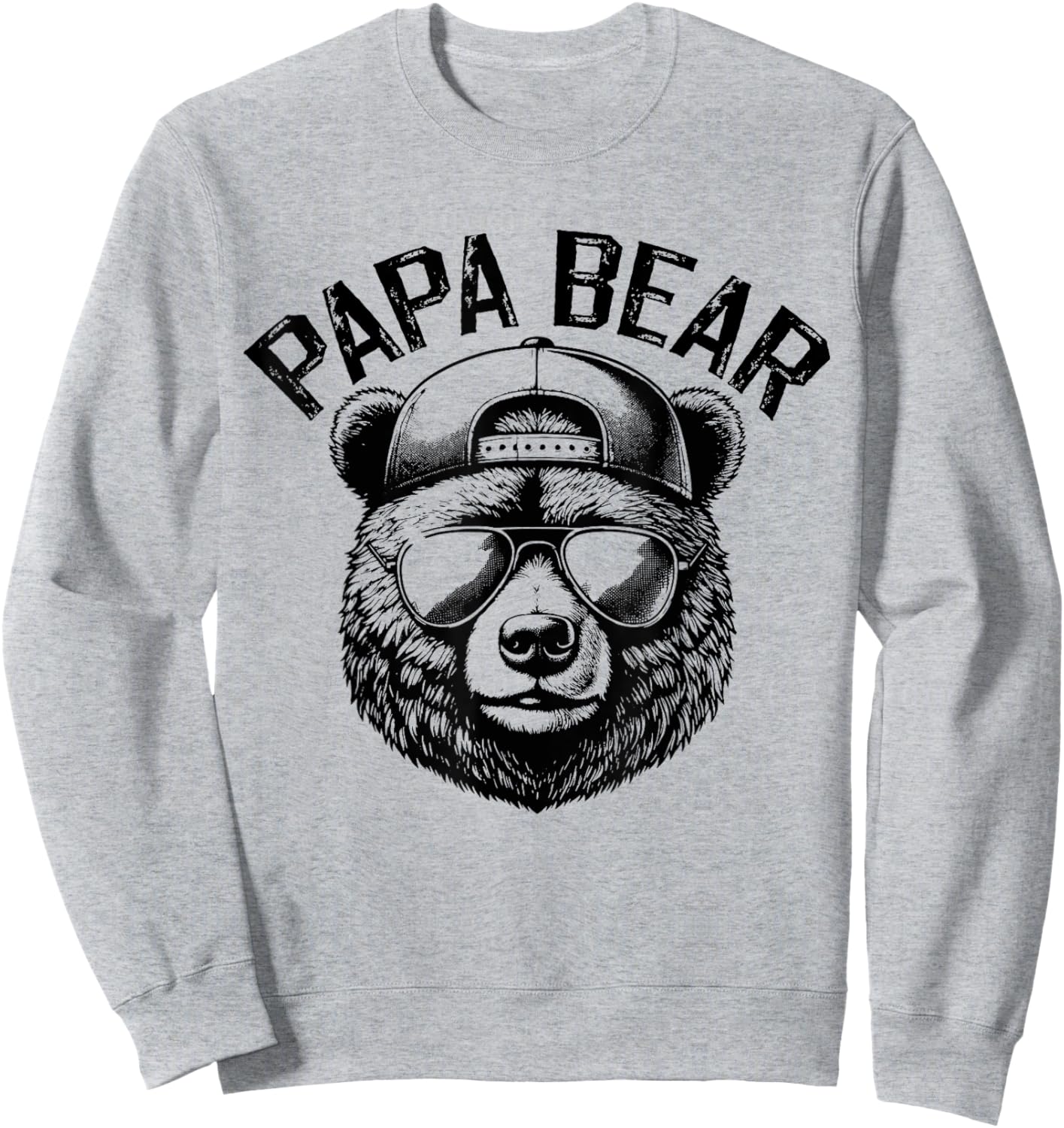 Papa Bear Face Grizzly Fathers Day Bear Lover Sweatshirt - Sweatshirt | Ash